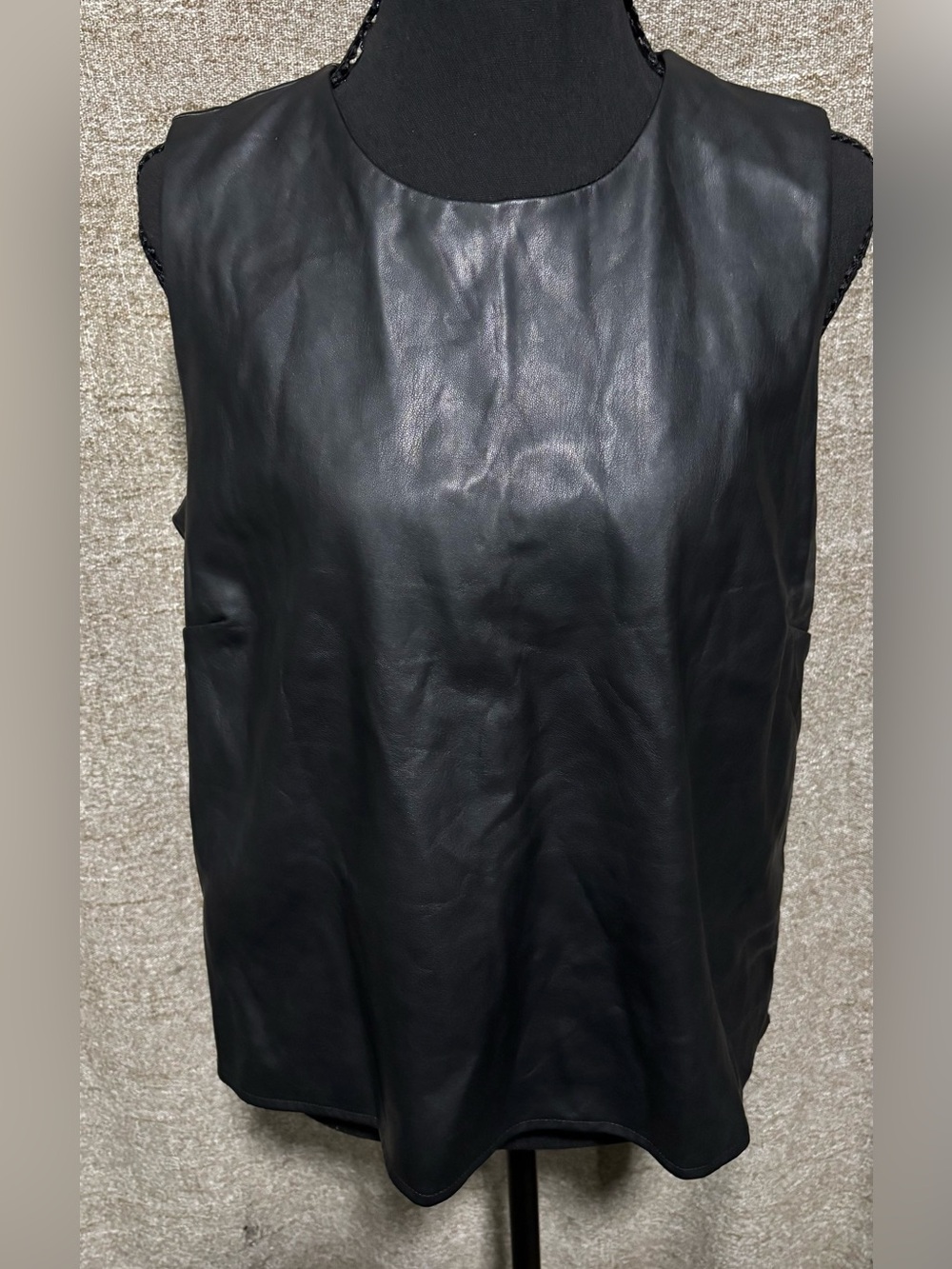 Christian Siriano New York Black Faux Leather Sleeveless Top — Size L